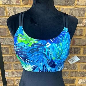 The Free Yoga Swim Top Women’s Large - Layered Palms - Stappy Cross Back Bikini